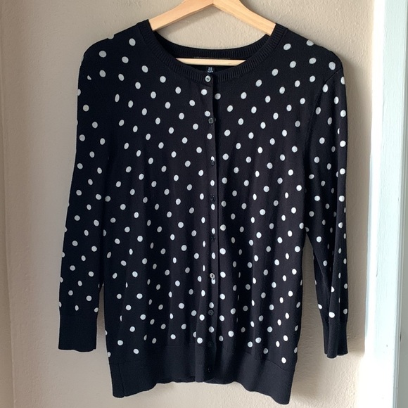 ELLEN TRACY 3/4 Sleeve Polka Dot Cardigan - Picture 2 of 7